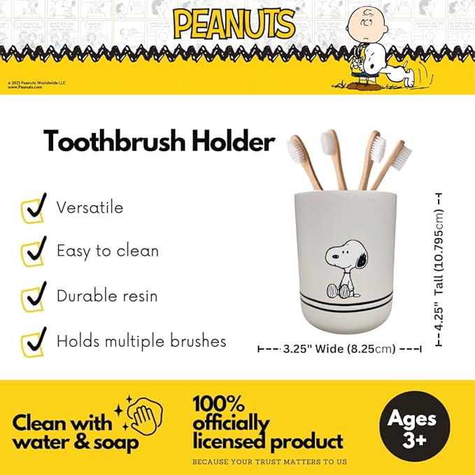 Peanuts Snoopy Kids Toothbrush Holder - Makeup Brushes/Pens Tumbler, (Official Peanuts Product) by Franco Collectibles