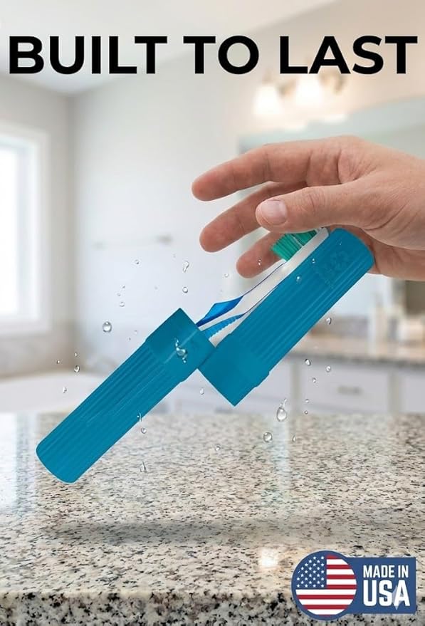 Toothbrush Holder (Blue,Pink,White,Purple) Made in USA, with Ventilation Holes, for Toothbrush Covers, Toothbrush Holder, Toothbrush Soft, Durable Design, Hygienic Bathroom Accessory