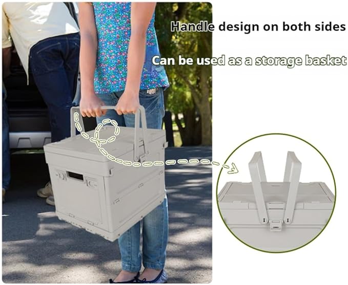 2-in-1 Foldable Storage Box & Table | Collapsible Organizer for Home, Camping & Markets ABS+PP Composite | DIY Stickers Included