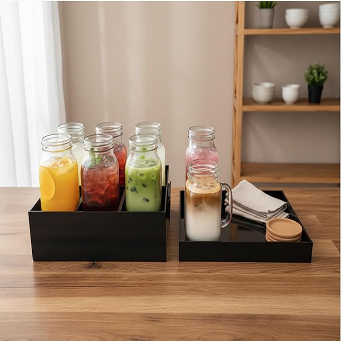 Black Shower Caddy stotage box.portable shower caddy,6-grid acrylic classification storage with tray.Suitable for bath Dorm Room,office,kitchen,dining,hotel,bar,travel,home organizer and storage box.
