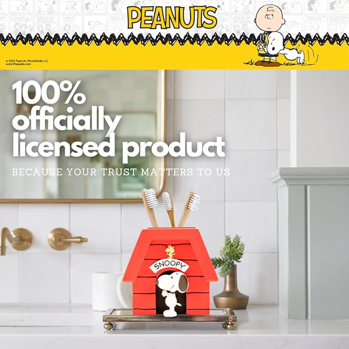 Peanuts Snoopy Toothbrush Holder - Makeup Brushes/Pens Tumbler, (Officially Licensed Product) by Franco Collectibles