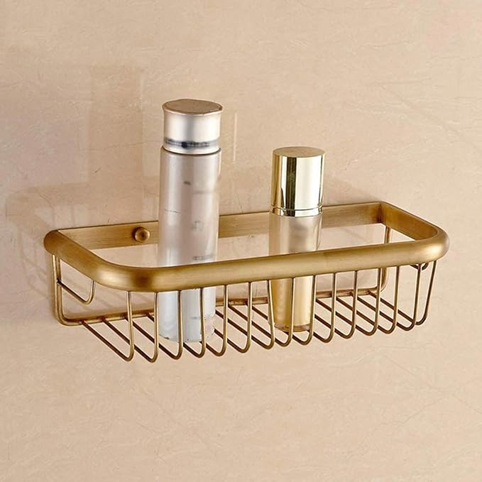 All Copper Antique Bathroom Shelf Rack Storage Box Shower Shampoo Soap Cosmetic