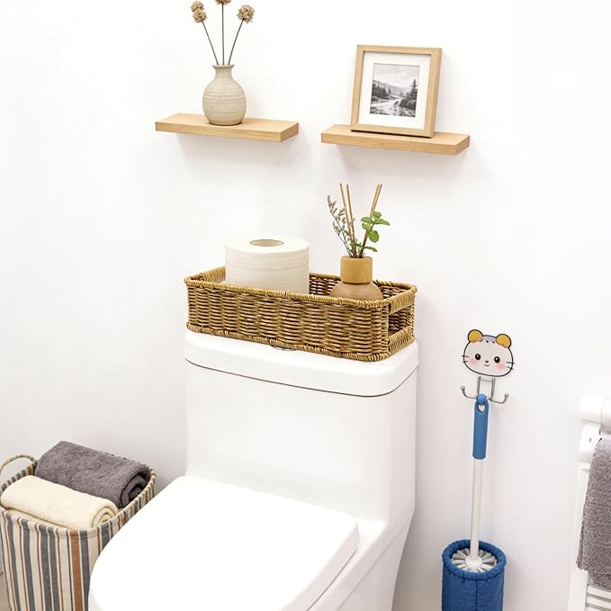 Toilet Paper Storage Basket, Wicker Baskets for Toilet Tank Top, Small Woven Basket Basket Bedroom Kitchen Bathroom Shelf Organizer Decor