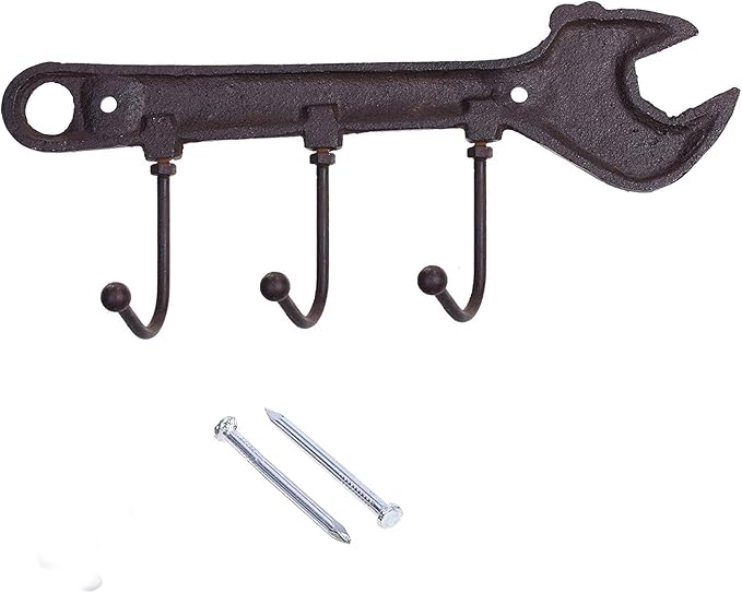 Beautyflier Antique Style Case Iron Wall Mounted Coat Hook Key Hanger Home Organizer Rack (Spanner Shaped)
