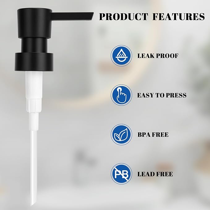 Plastic Soap Dispenser Pump Replacement Refill Dispenser for Standard 28/400 Thread Size for Lotion Dish Soap Kitchen Bathroom 2 Pack