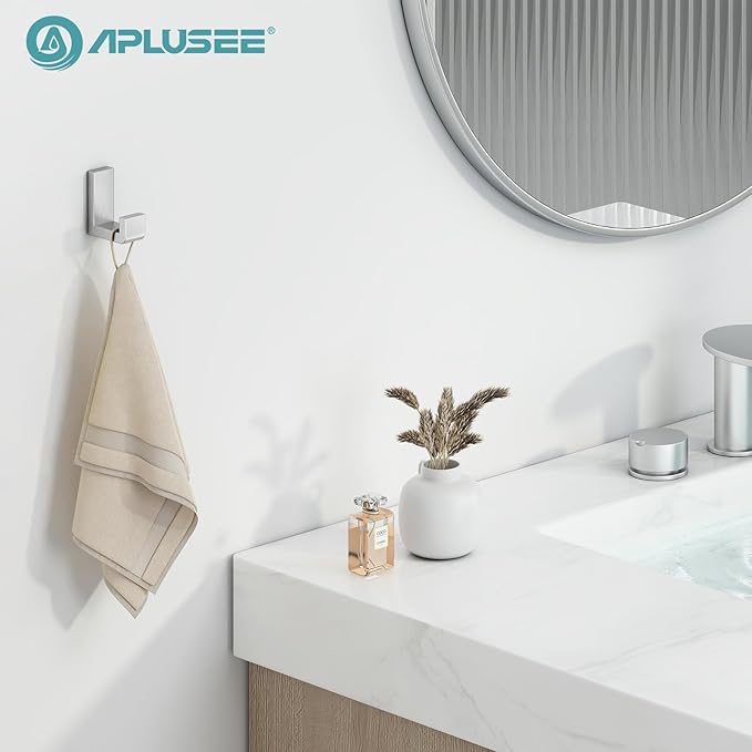 APLusee Brushed Nickel Towel Hook for Bathroom, 304 Stainless Steel Heavy Duty Bathroom Wall Hook, Wall Mounted