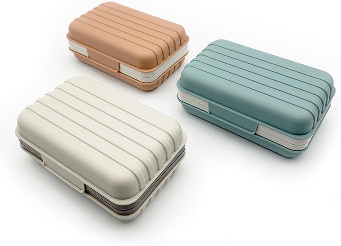Travel Soap Container, Portable Travel Soap Case, Soap Dish with Lid for Camping, Outdoor, Bathroom, Hiking Traveling (3pcs 3 Color)