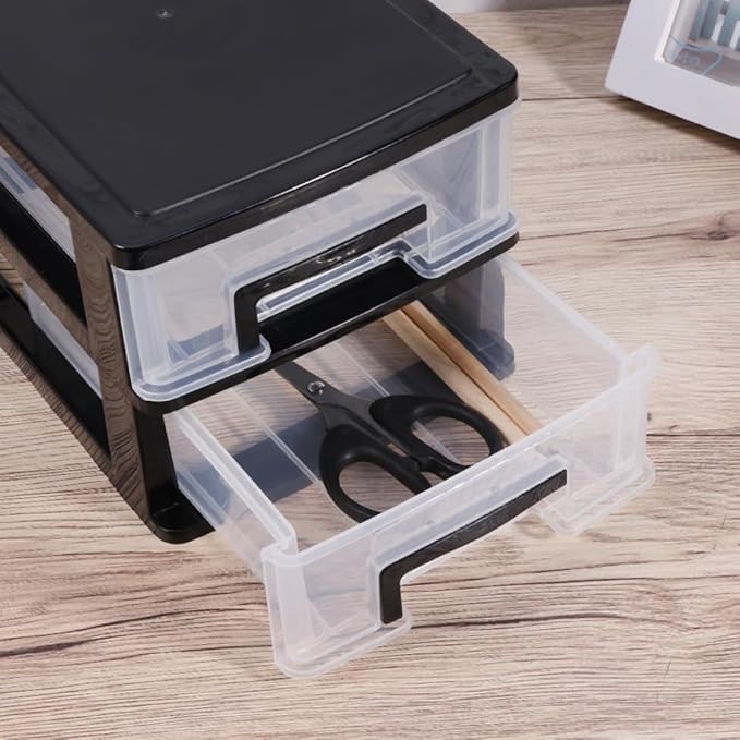 STOBAZA Double Layer Plastic Storage Drawer Cabinet 8.30X5.98X5.19In Portable Desktop Organizer for Office Study Kitchen Multifunction Storage Rack