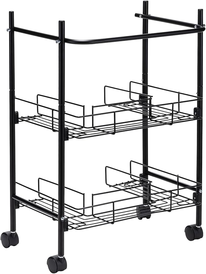 L&H UNICO Under Sink Organizers 2-Tier Removable Shelf Wire Storage Rack for Kitchen Bathroom with Towel Bar, Black