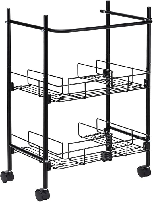 L&H UNICO Under Sink Organizers 2-Tier Removable Shelf Wire Storage Rack for Kitchen Bathroom with Towel Bar, Black