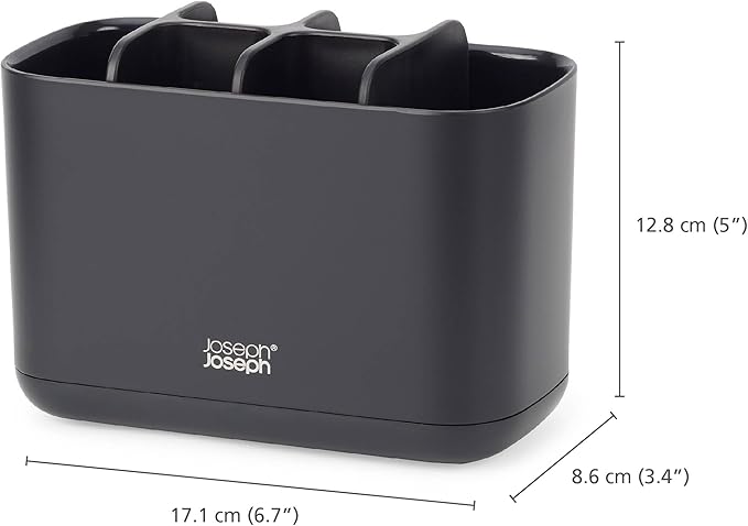 Joseph Joseph Easy-Store - Toothbrush Holder Caddy, Bathroom Storage, Large, Matt Black