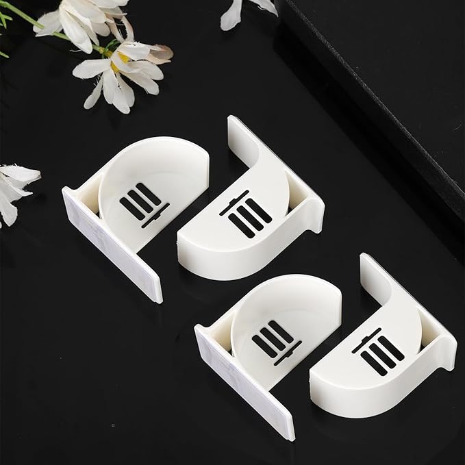 2 Pairs Plastic Bag Holder, No Punching Trash Bag Holder Wall Mounted Plastic Bag Organizer White Garbage Bag Dispenser Grocery Bag Holder for Home Kitchen Storage and Organization