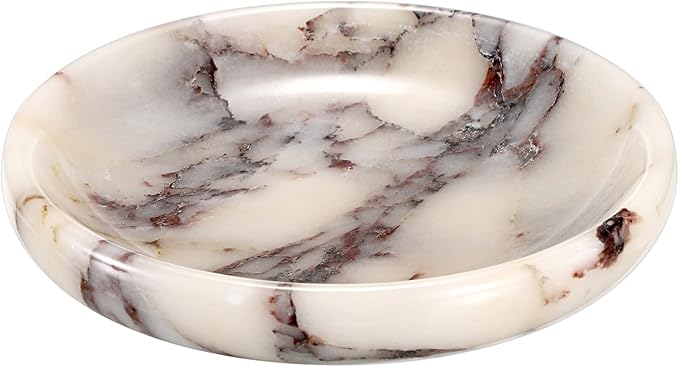 Hipiwe Decorative Key Holder for Entryway Table Round Key Bowl Marble Nightstand Organizer for Candle Jewelry Tray for Earrings Necklaces