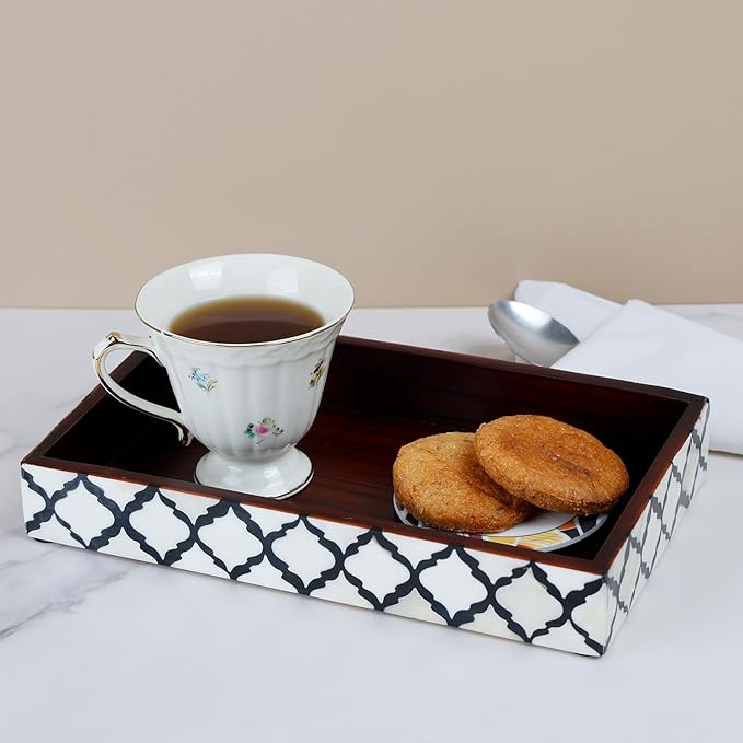 Handicrafts Home 10x6 Black Small Bathroom Tray, Vanity Organizer for Perfume & Cosmetics, Kitchen Counter, Bathroom Tray, Guest Towel Holder, Decorative Napkin Holder, Bathroom Countertop Storage