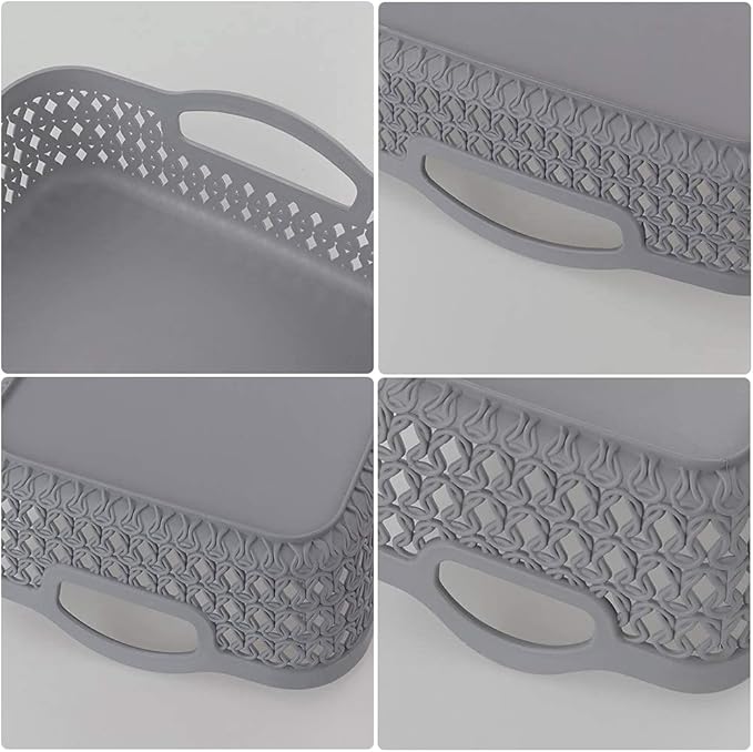 6 Packs Office Paper Tray, A4 Shallow Storage Basket Trays, Grey