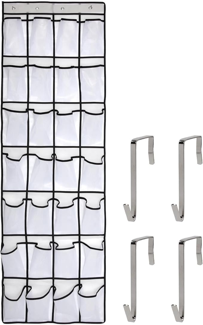 Pocket Shoe Organizer,28 Pocket Door Shoe Organizer Hanging Shoe Organizer Shoe Rack for Closet Pantry Shoe Holder for Men Sneakers, Women High Heeled Shoes, flip flops(White,size:68.5x20.88inch)