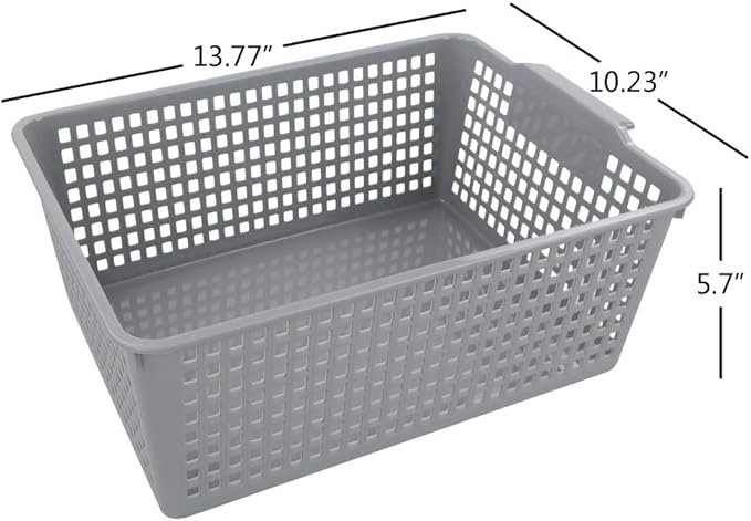 3-pack Large Plastic Storage Basket Bins, Grey Baskets for Organizing