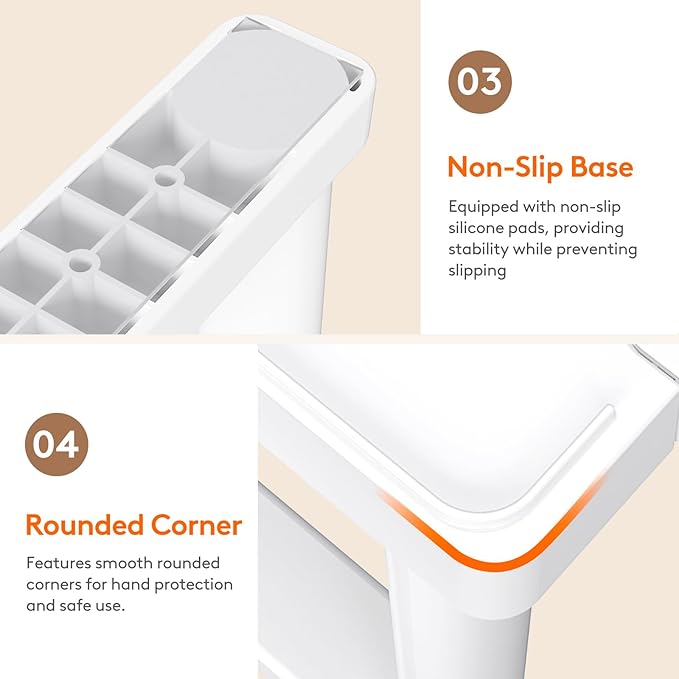Lifewit Cabinet Shelf Organiser, Expandable Countertop Kitchen Shelves, Plastic Shelf Riser for Pantry Kitchen Storage and Spice Rack, Set of 3, 40 x 21 x 18cm/16 x 8 x 7 inch, White