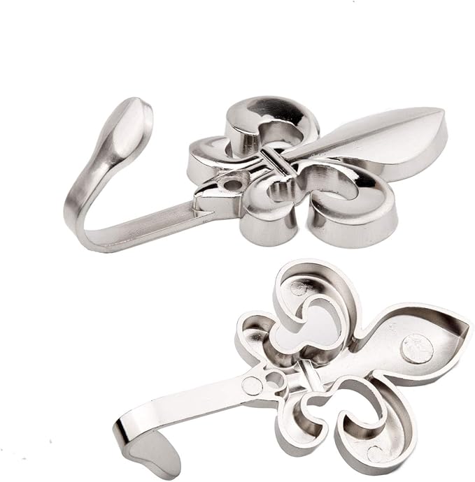 Bathroom Towel Hooks, Decorative Wall Hooks Coat Hooks Heavy Duty Metal Hooks Wall Mounted Hanging Hooks for Hanging Key Purse Robe Hat Scarf Belt Handbag Cup Mug 4Pack Silver