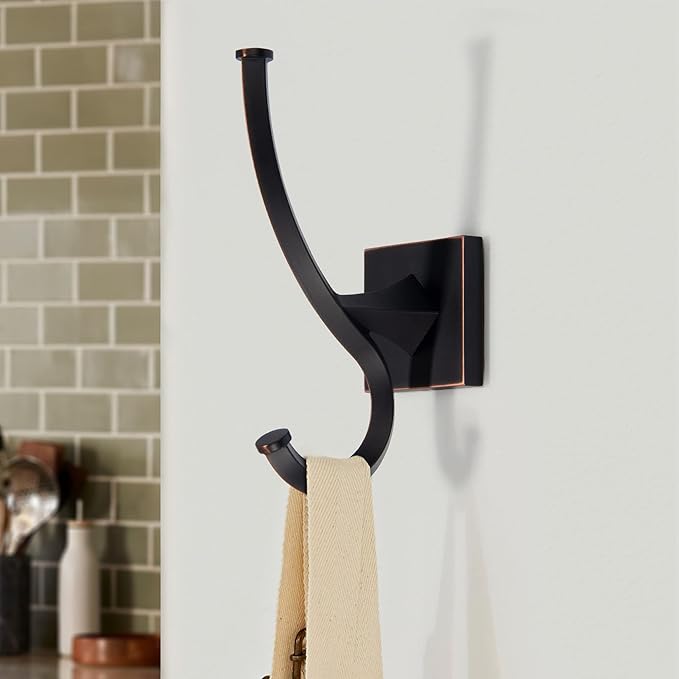 TUNNY 4 Pack Vintage Wall Hooks-Oil-Rubbed Bronze Coat Hooks Towel Hook for Hanging Heavy Duty Bathroom Hook Hat Hook Double Wall Mounted Coat Hanger