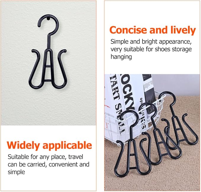 10Pcs Shoe Rack Shoes Hangers Drying Rack Towel Hook Double Hook Hanging Shoe Organizer for Home Kitchen Storage Black