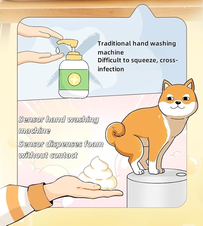Fun Animal Series Foam Soap Dispenser-Shiba Inu,Pigeon,Shaped Foam Hand Washer,Automatic Soap Dispenser for Bathroom & Kitchen, Hilarious Gift for Kids, Adults (Shiba Inu Series (Mame Shiba))