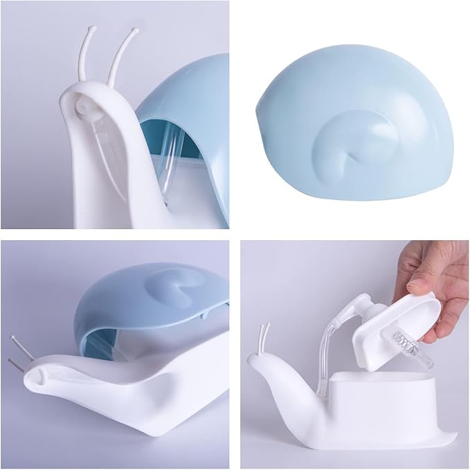 Hand Soap Dispenser 120ml Plastic Snail Soap Dispenser Kids Cute Pump Liquid Sanitizer Bottle Funny Cartoon Animal Countertop Dispenser for Bathroom Kitchen Office Toilet Hotel (Blue)