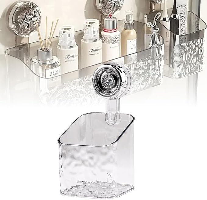 Shower Caddy Suction Cup Storage Rack Clear Acrylic Shower Shelves Glacier Water Ripples Corner Shelf For Bathroom Shower Accessories,Transparent Color Small