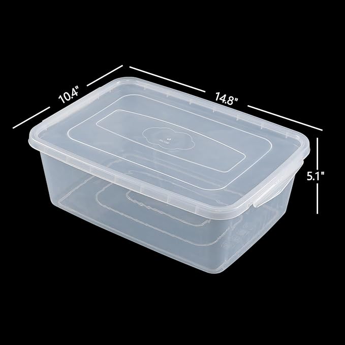 14 Quart Clear Latching Box, Plastic Storage Container Bins with Lids Set of 4