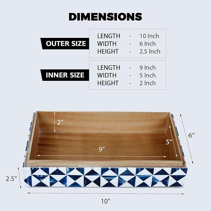 Handicrafts Home Decorative Storage Box 10x4.5 – Remote Control Holder, Jewelry Organizer, Modern Decorative Box with Lid, Boho Chic Home Décor Accent, Vintage Memory Box for Living Room Shelf Décor