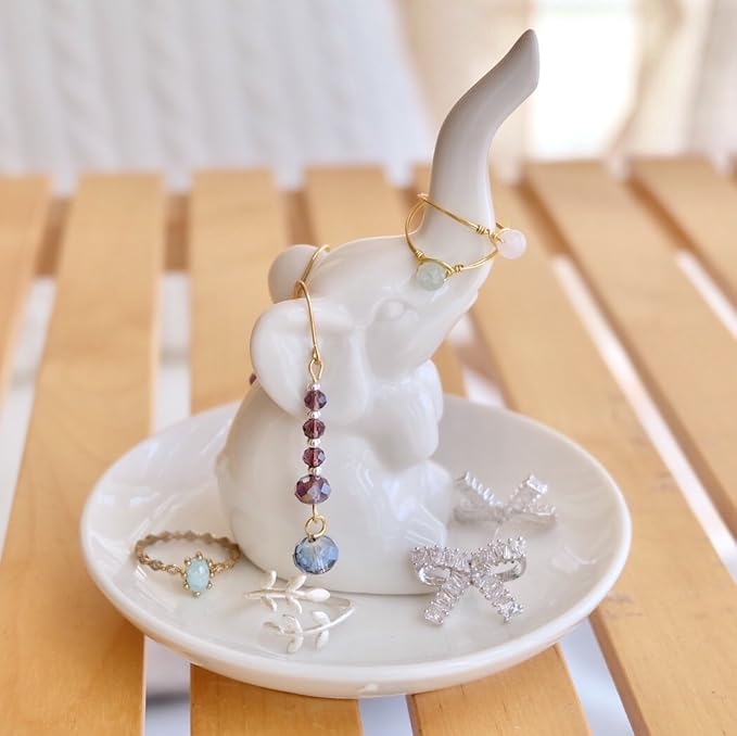PUDDING CABIN Elephant Gift for Women Wedding Ring Holder Ring Dish for Women Engagement Birthday Christmas Bridal Shower Gifts