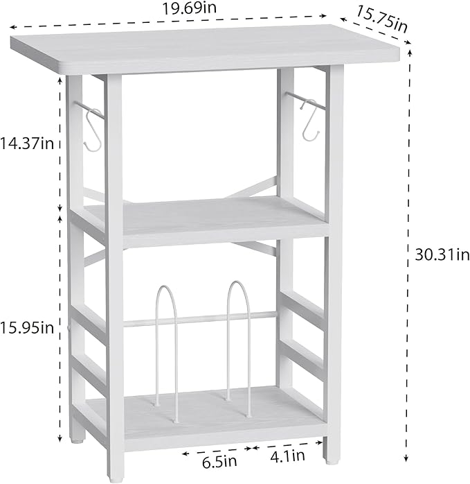 Record Player Stand with Extended Desktop,Large Record Player Table with Vinyl Storage,Turntable Stand with Record Holder Vinyls Display Shelf for Music Room Studio,White
