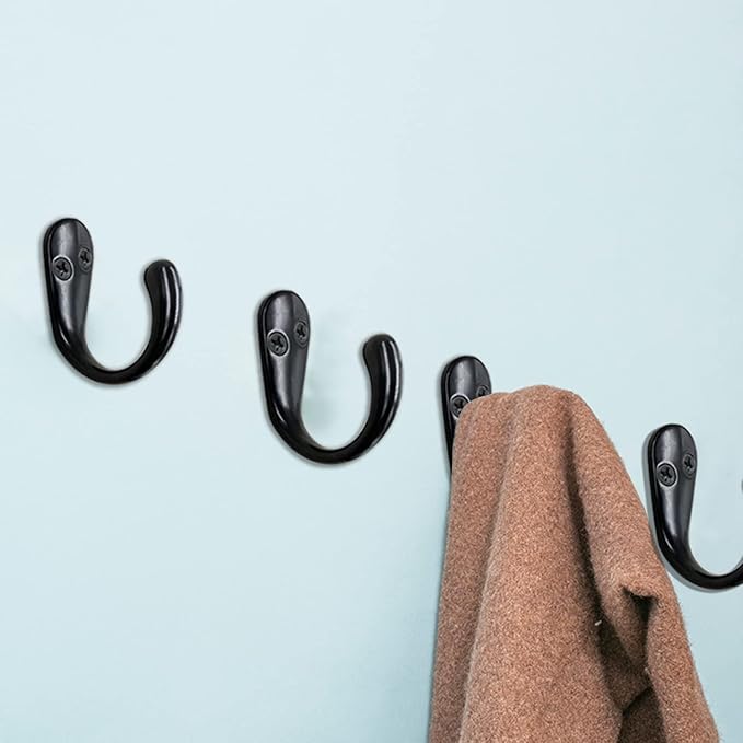 Gutapo 20pcs Black Single Prong Robe Hook, Zinc Alloy Coat Hooks Wall Mounted for Hanging Towel Hooks with 44 Screws for Coats Bag Scarf Key Hat Cup