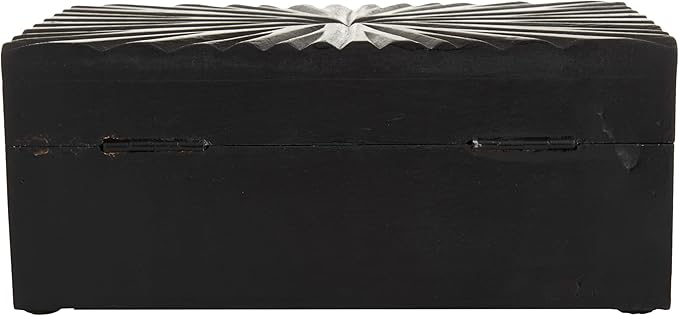 CosmoLiving by Cosmopolitan Wood Geometric Decorative Box Decorative Keepsake Boxes with Hinged Lid, Set of 2 Storage Boxes 10", 8"W, Black