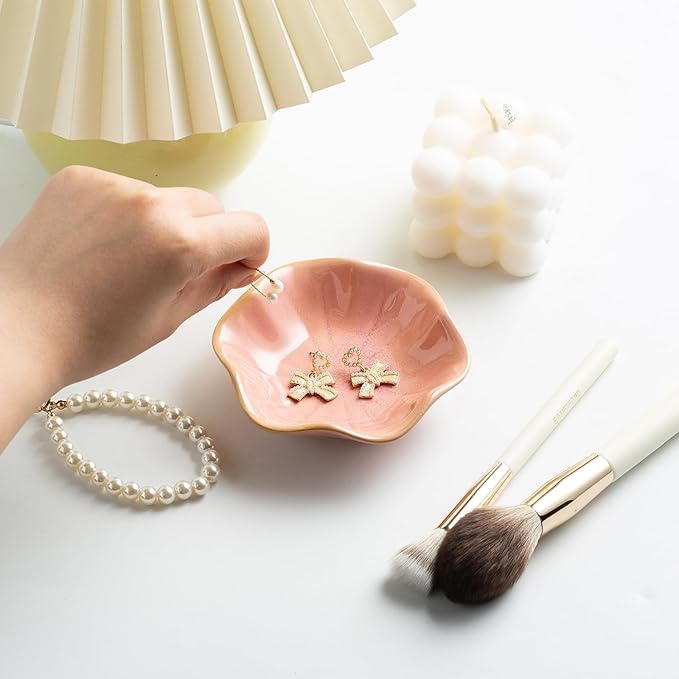 Ceramic Trinket Dish, Ring Tray, Decorative Jewelry Dish for Earrings Necklaces Watch Keys, for Women