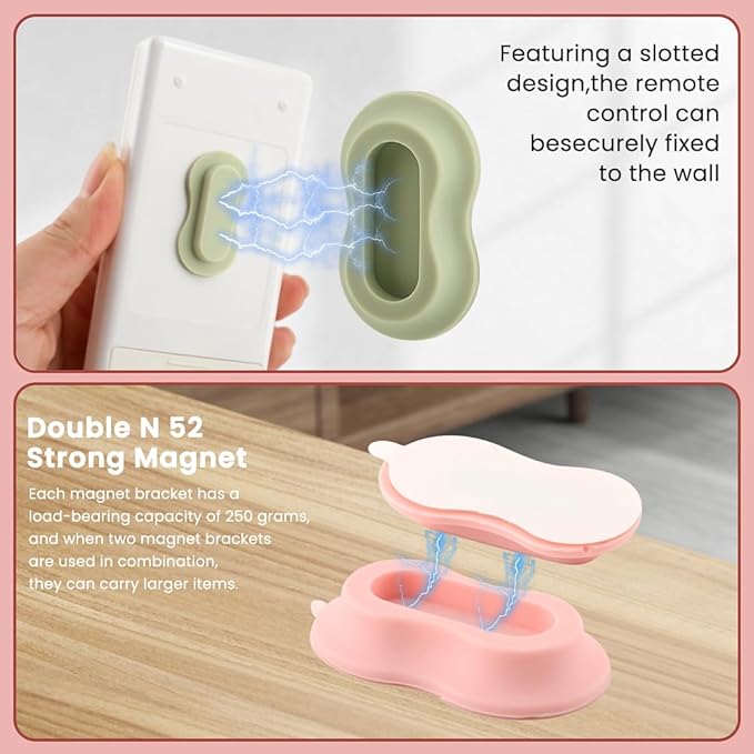 6 Pack Magnetic Remote Control Holder Wall Mount, Silicone Magnetic Organizer Storage Wall Holder No Drill Self-Adhesive for TV, Fan & Air Conditioner Remotes(Color:Multicolour)