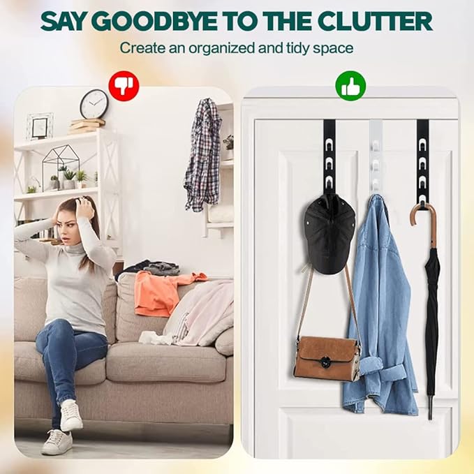 4 Layers Metal Hats Hanger, 1 PCS Strong Vertical White Coat Hook, Over Door Rack for Hanging Bags Jams Scarf Keys and More.