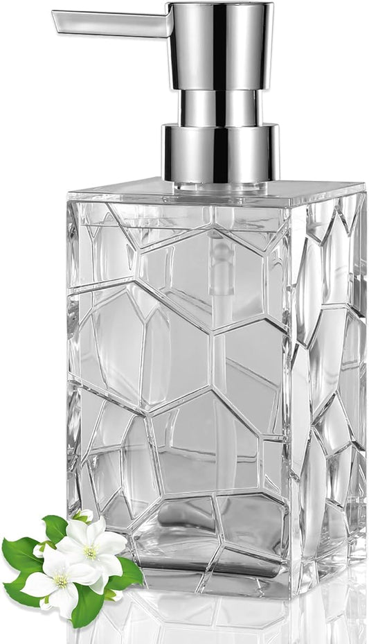 Hand Soap Dispenser, Clear Acrylic Plastic Liquid Pump Bottles Refillable Lotion Dispenser for Bathroom Decor Kitchen College Dorm