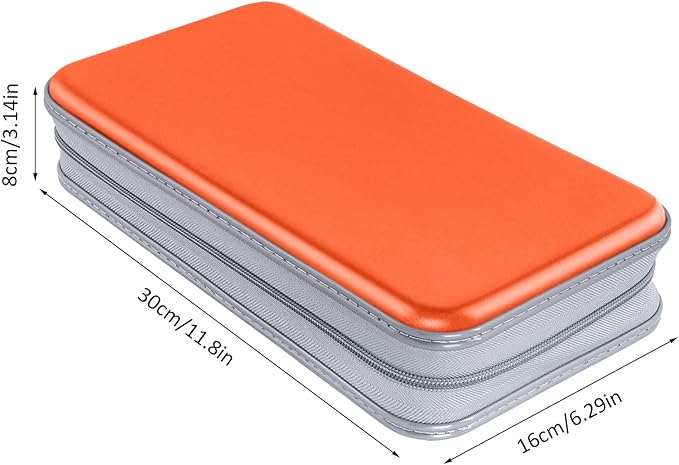 CD Case, DVD Case Holder 96 Capacity Hard Plastic CD DVD Disc Cases Storage Binder Wallet for Car Home Office Travel (Orange)