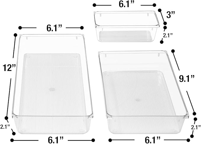 Sorbus Skin care organizer, Storage bin Drawer organizers for cosmetic, Clear Stackable Containers for Bathroom, Vanity (5-Piece Set)