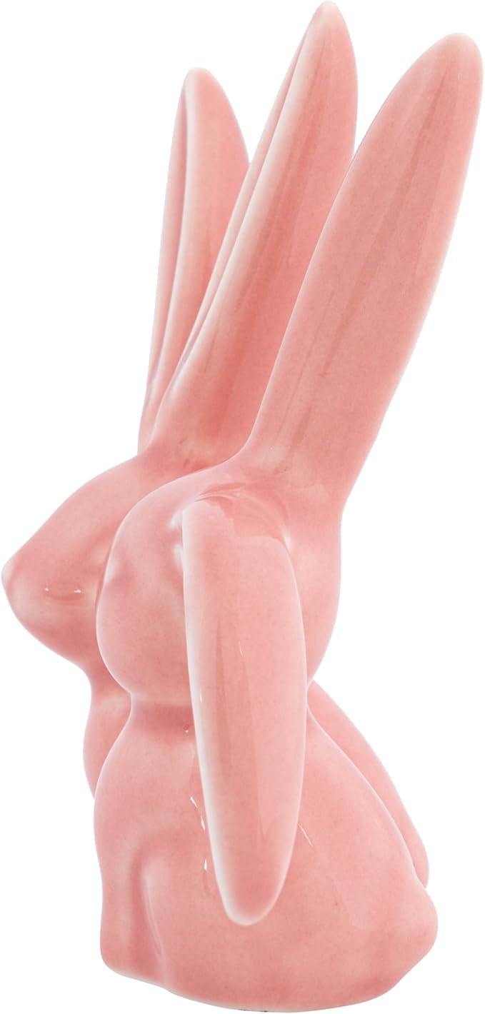 Creative Co-Op Ceramic Bunny Rabbit Ring Holder, Pink