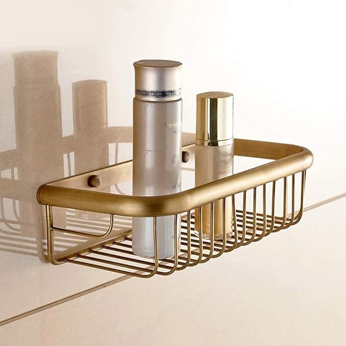 All Copper Antique Bathroom Shelf Rack Storage Box Shower Shampoo Soap Cosmetic