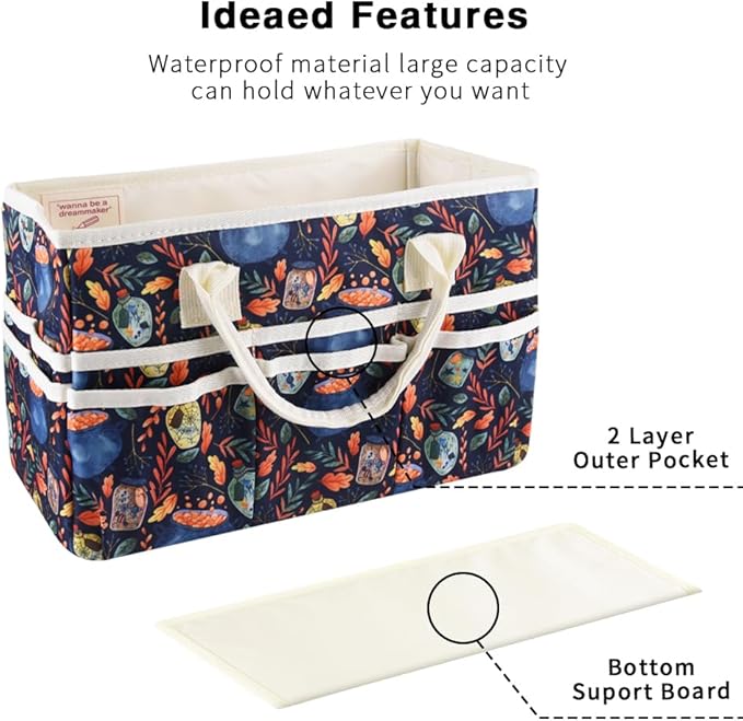 E-WEICHEN Craft Organizer Tote Bag Art Storage Caddy with Multiple Pockets Containers for Art,Craft,and Office Supplies Storage.Black Magic