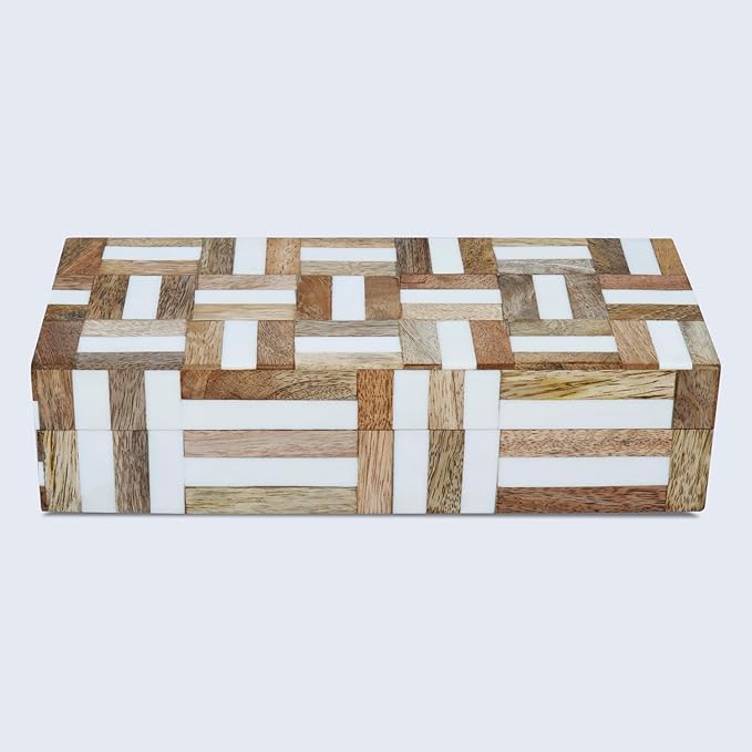 Handicrafts Home Decorative Storage Box 10x6 – Remote Organizer Box with Lid, Modern Decorative Keepsake Box, Boho Shelf Décor, Memory Box for Photos or Letters, Decorative Box for Table Décor