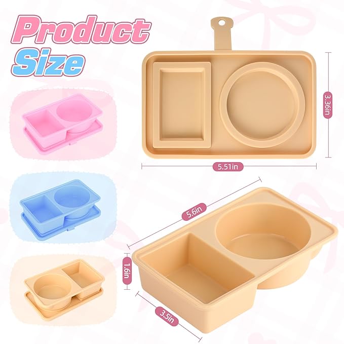 3 Pack Silicone Snack Containers with Lids, Double Compartment Reusable Snackle Box Container, Dressing Containers, Small Food Box for Lunch, Travel, Office, Picnic