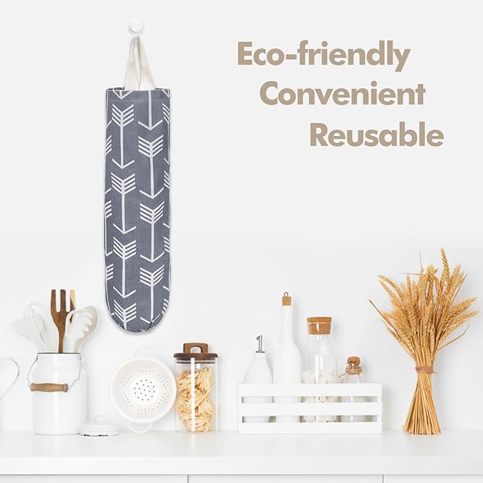 TOGETRUE Plastic Bag Holder, Washable Grocery Bag Holder Organizer, Large Wall Mount Trash Storage Dispenser for Home, Kitchen, Travelling (Grey)
