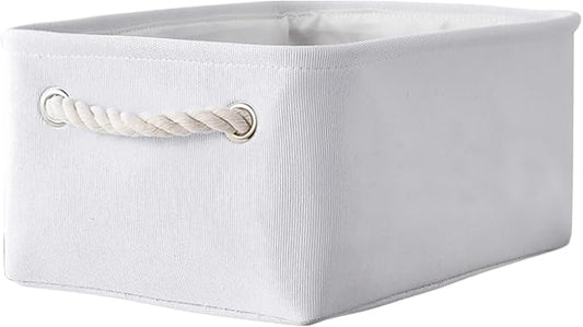 TheWarmHome Storage Basket for Gifts Empty - 11.8x7.8x5.2 inch 1 Pack Fabric Storage Cubes, Nursery Organizers and Storage for Closet Cloth Toy Book (White)