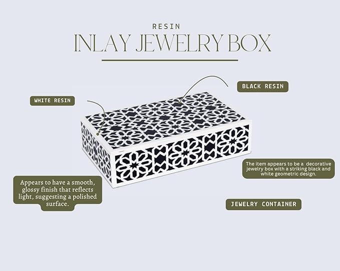 Decorative Storage Box, Handmade Chevron Pattern, Boho Style, Multipurpose Gift Box (white flower, 8X4X2.5 Inch)