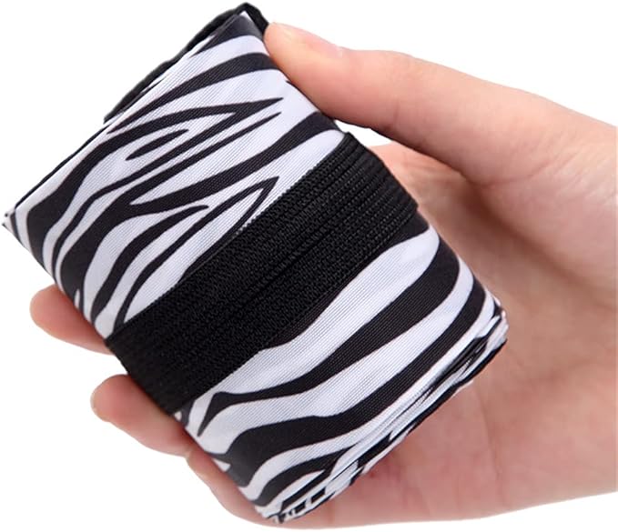 Portable Foldable Shopping Bag Large Capacity Multipurpose Storage Bag Sports Travel Shoulder Bag (Zebra-stripe)