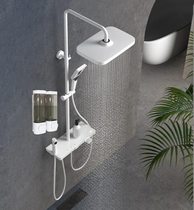 1-Chamber Soap Dispensers Wall Mount,400ml Bathroom Shower Pump Dispenser,Press Manually Lotion Shower Soap Dispenser Usefor Home,Bath,Kitchen,Hotels,Restaurants(White)